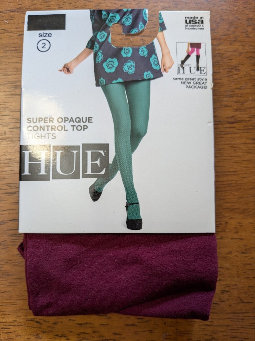 Hue Burgundy Super Opaque Control Top Tights